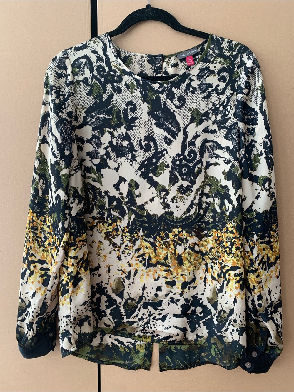 Vince Camuto Printed Scoop Neck Sweater - White, Green, Yellow, Black